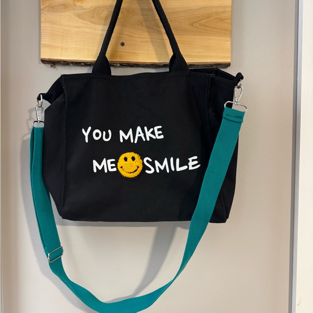 Viral Tote Bag from Hoodies for Heroes with Teal Strap - EUC